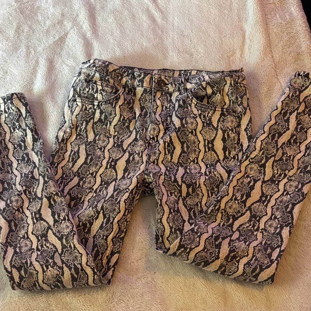 Wild Fable Snake Print Skinny Jeans - Black and Cream